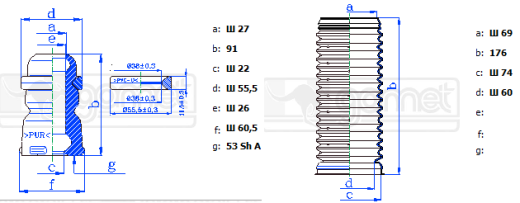 Комплект передних пыльников и отбойников GOMET 22 29050BVRC4 (для ППД)